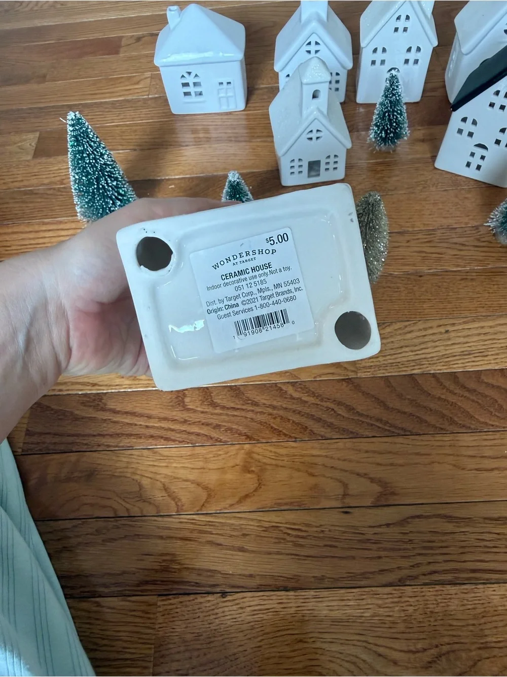 Target wondershop Ceramic Holiday Village House Set with Mini Bottle Brush Trees